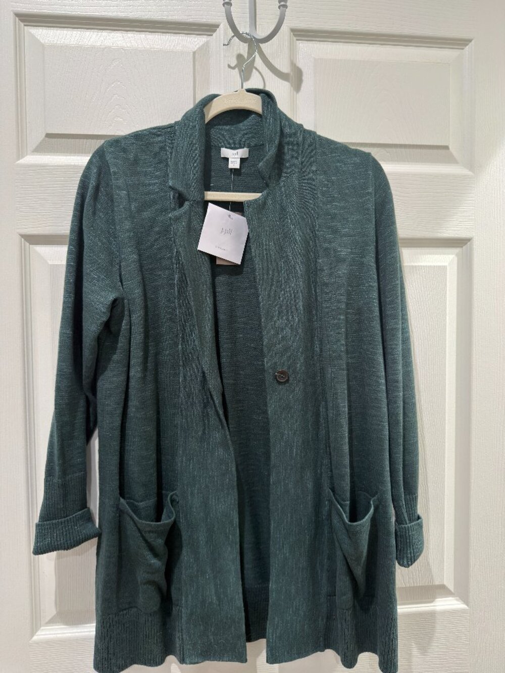 J.Jill Escarole Green Single Button Long Cardigan Sweater NWT Size S